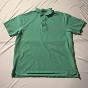 Polo Ralph Lauren Mens Green Short Sleeve Pique Polo Shirt Big & Tall 2XB 2TG